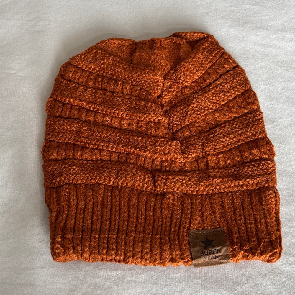 SUPER STAR Soft Rib Knit Beanie Winter Hat Copper Youth Size M NWOT